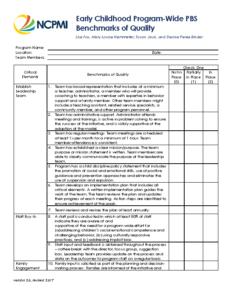 Early Childhood Program-Wide PBS Benchmarks of Quality v. 3.0 (PDF)