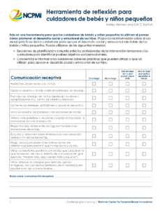 Infant-Toddler Caregiver Reflection Tool (Spanish)