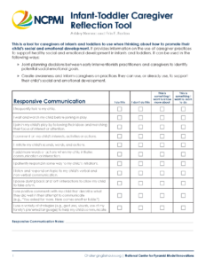 Infant-Toddler Caregiver Reflection Tool
