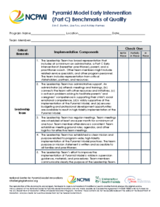 Pyramid Model Early Intervention (Part C) Benchmarks of Quality (BoQ) Form