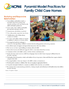 Pyramid Model Practices for Family Child Care Homes