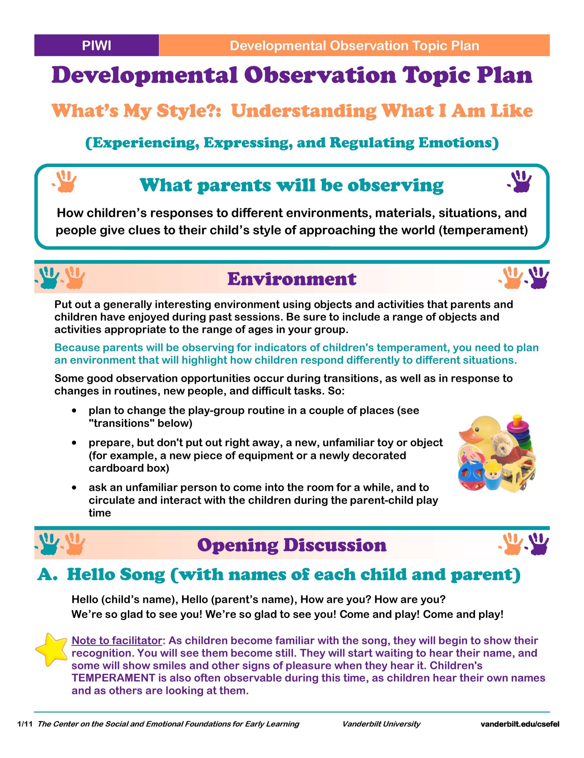 PIWI Handout 12.A-4: Developmental Observation Topic Plan