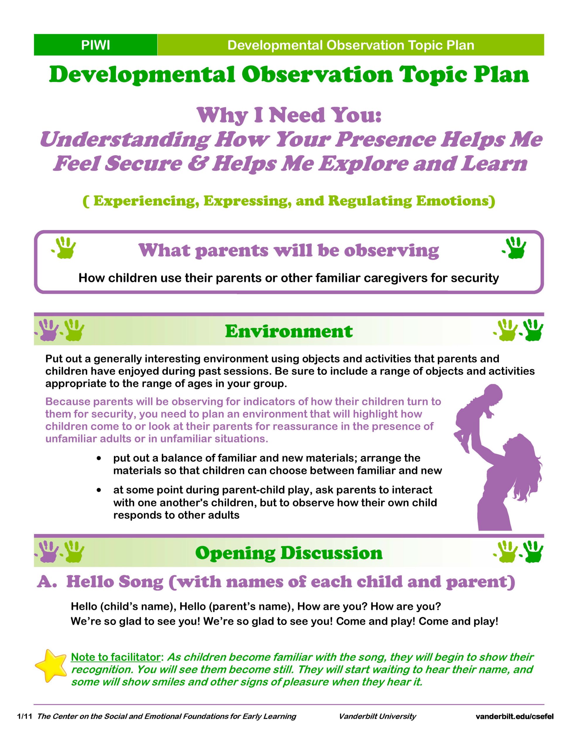PIWI Handout 12.A-6: Developmental Observation Topic Plan
