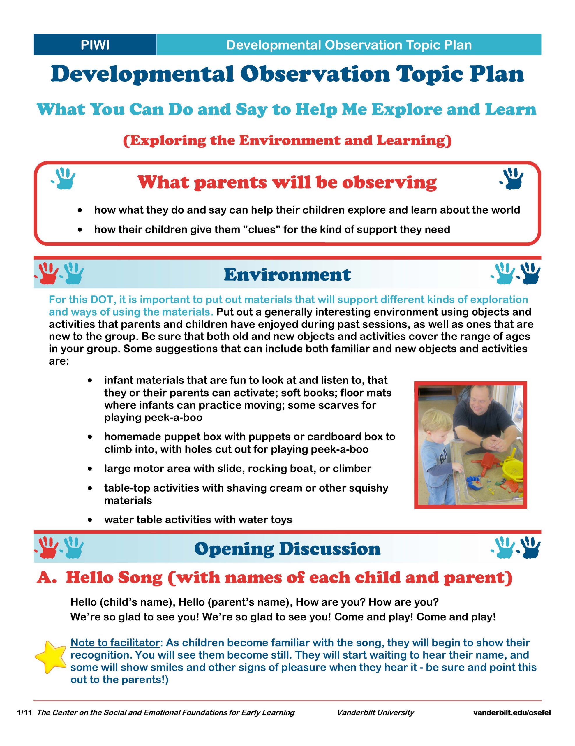 PIWI Handout 12.A-8: Developmental Observation Topic Plan