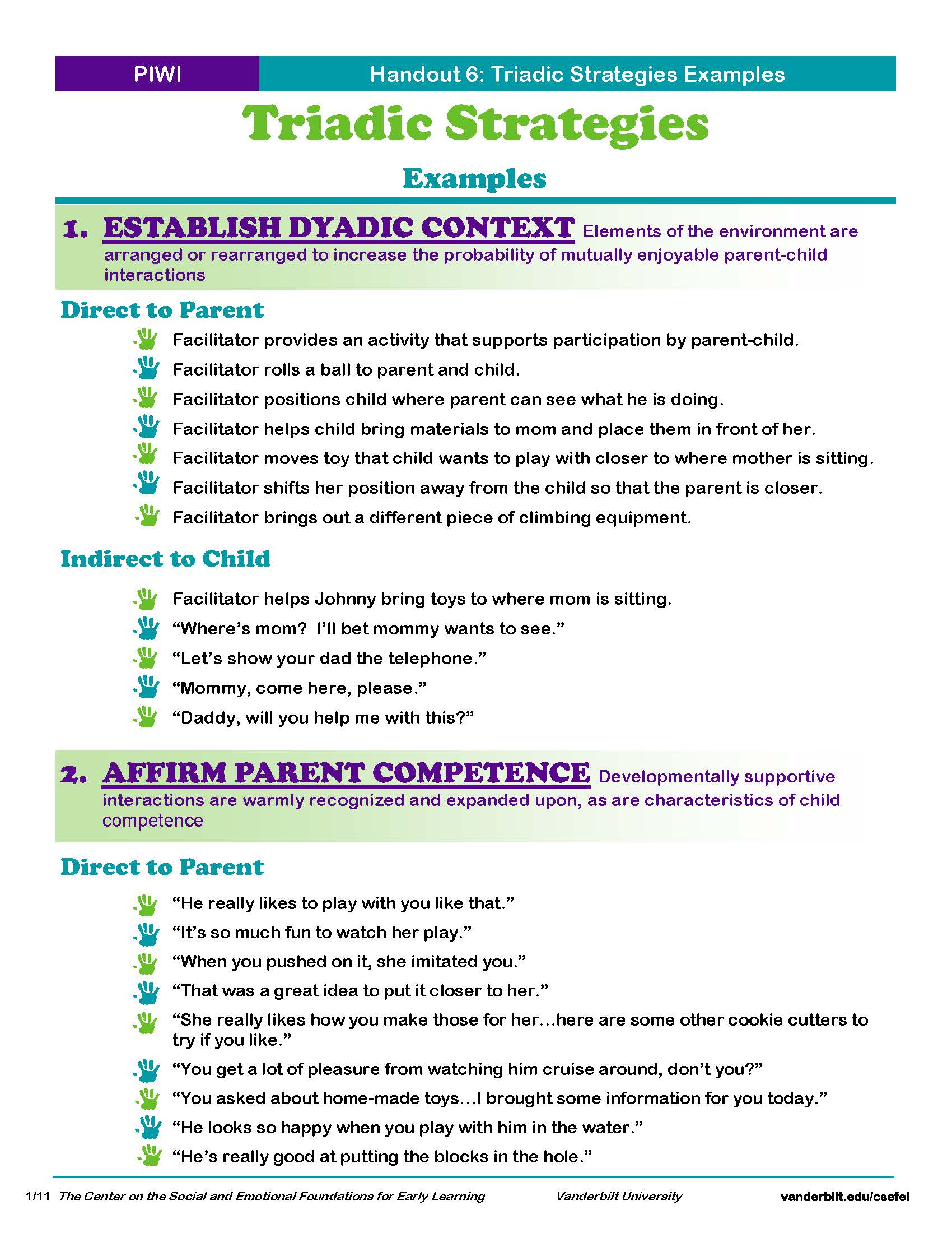 PIWI Handout 6: Triadic Strategies Examples
