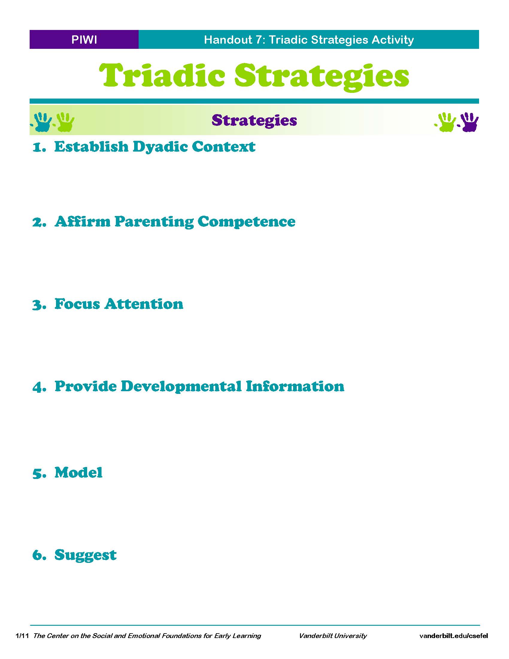 PIWI Handout 7: Triadic Strategies Activity