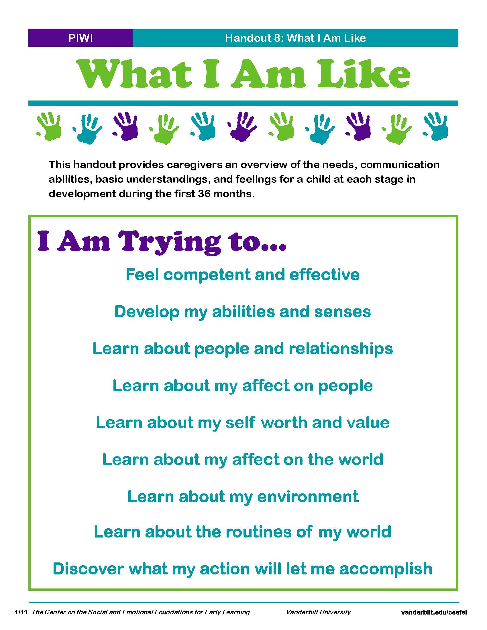 PIWI Handout 9: What I Am Like