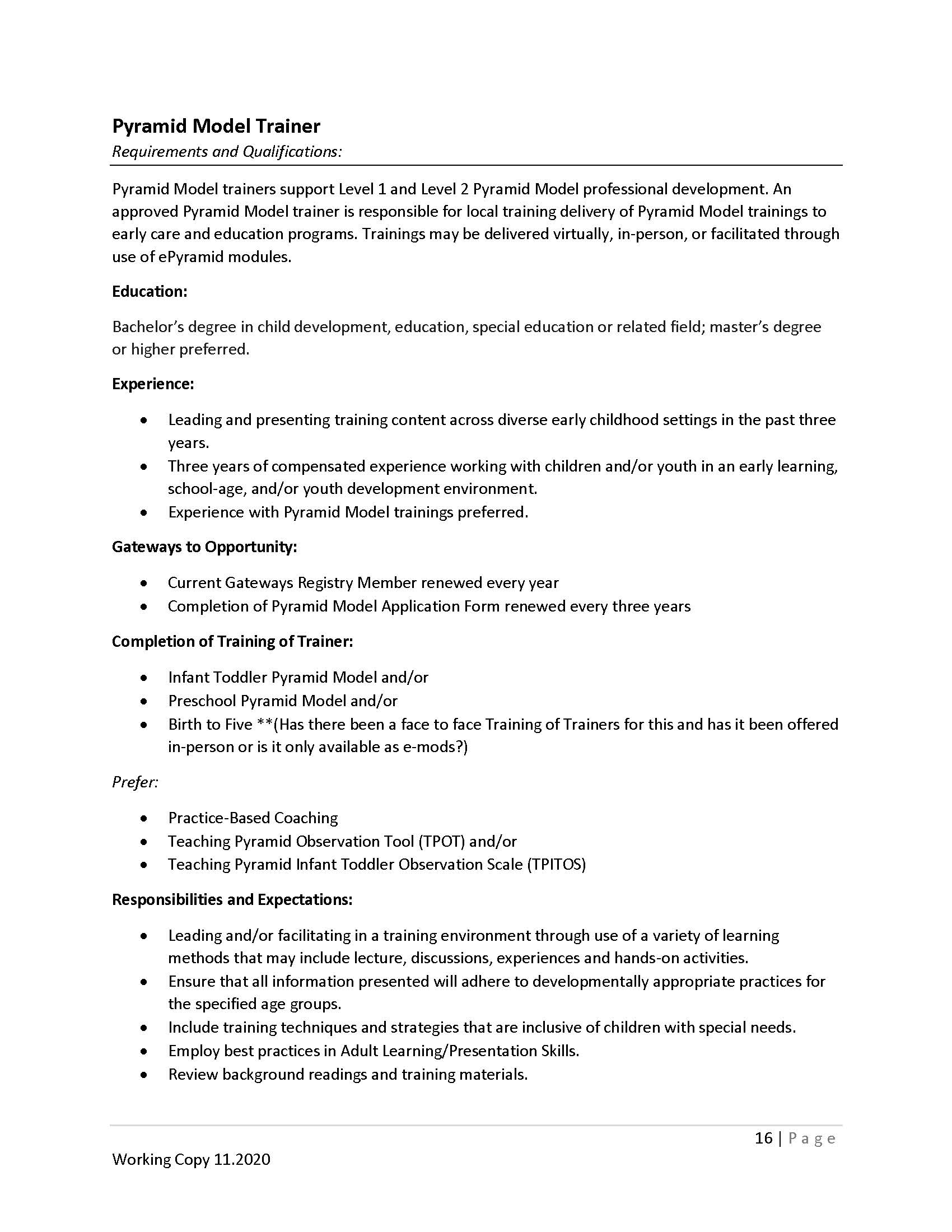 PM Trainer Qualifications