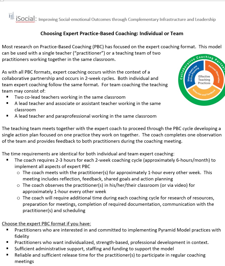 Choosing Expert Coaching: Individual and Team