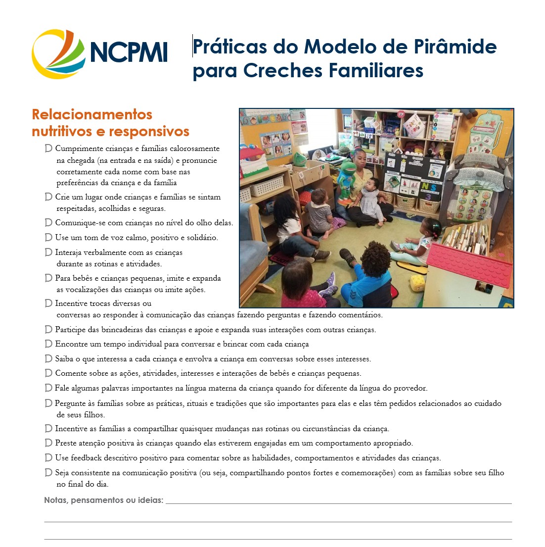 Pyramid Model Practices for Family Child Care Homes – Portuguese