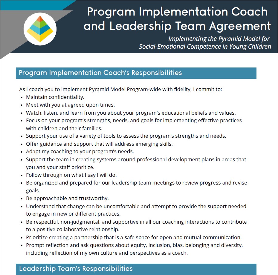 Program Implementation Coach and Leadership Team Agreement